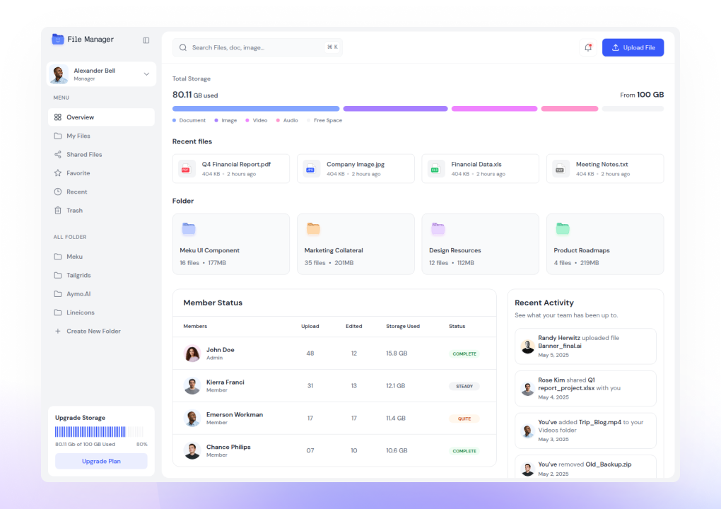 File Manager - React Cloud File Management Dashboard Template ...